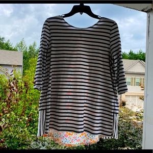 Matilda Jane Floral & Stripes Top Size M
